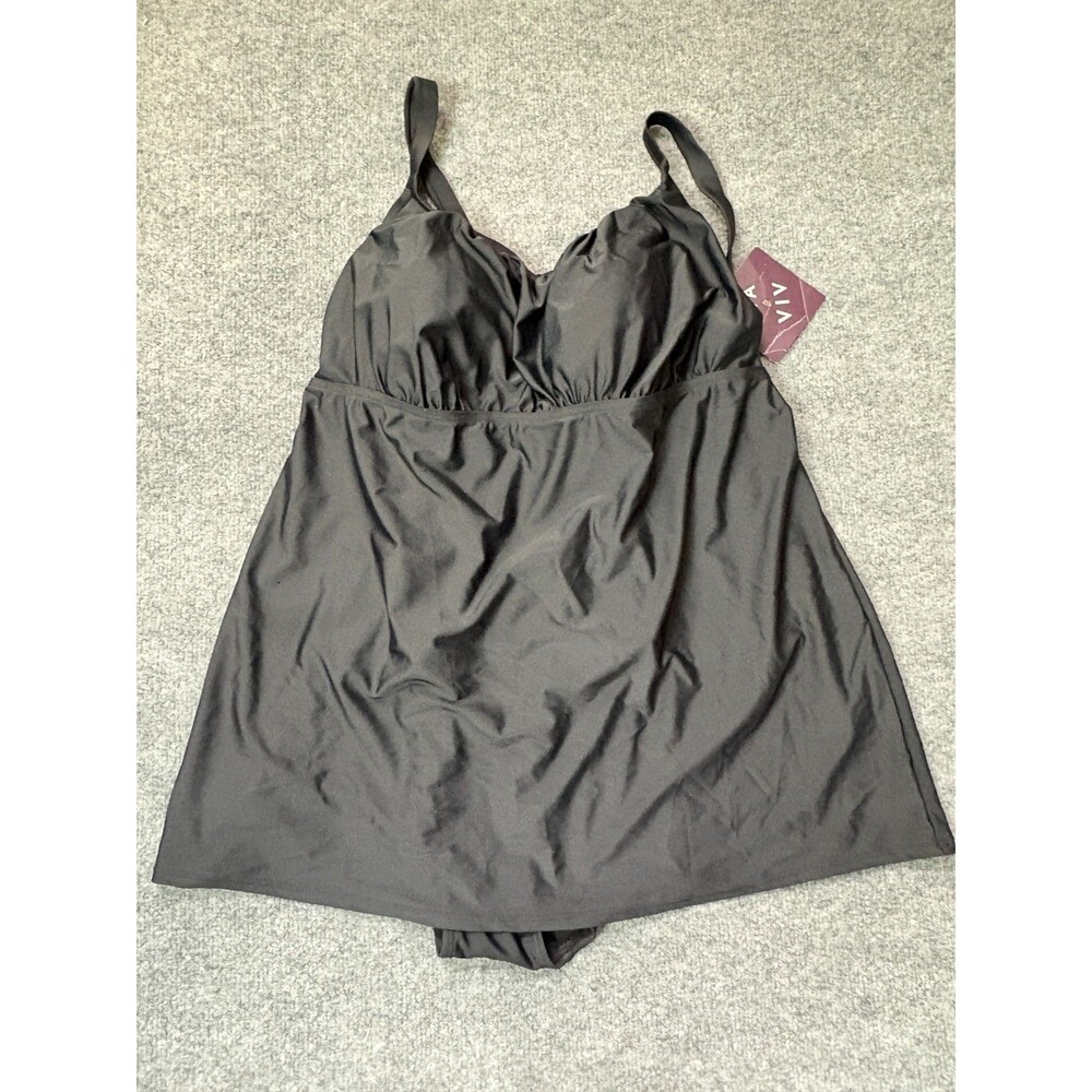 Ava and Viv Plus Size 16 W  Bathing Swim Suit Black One Piece NEW